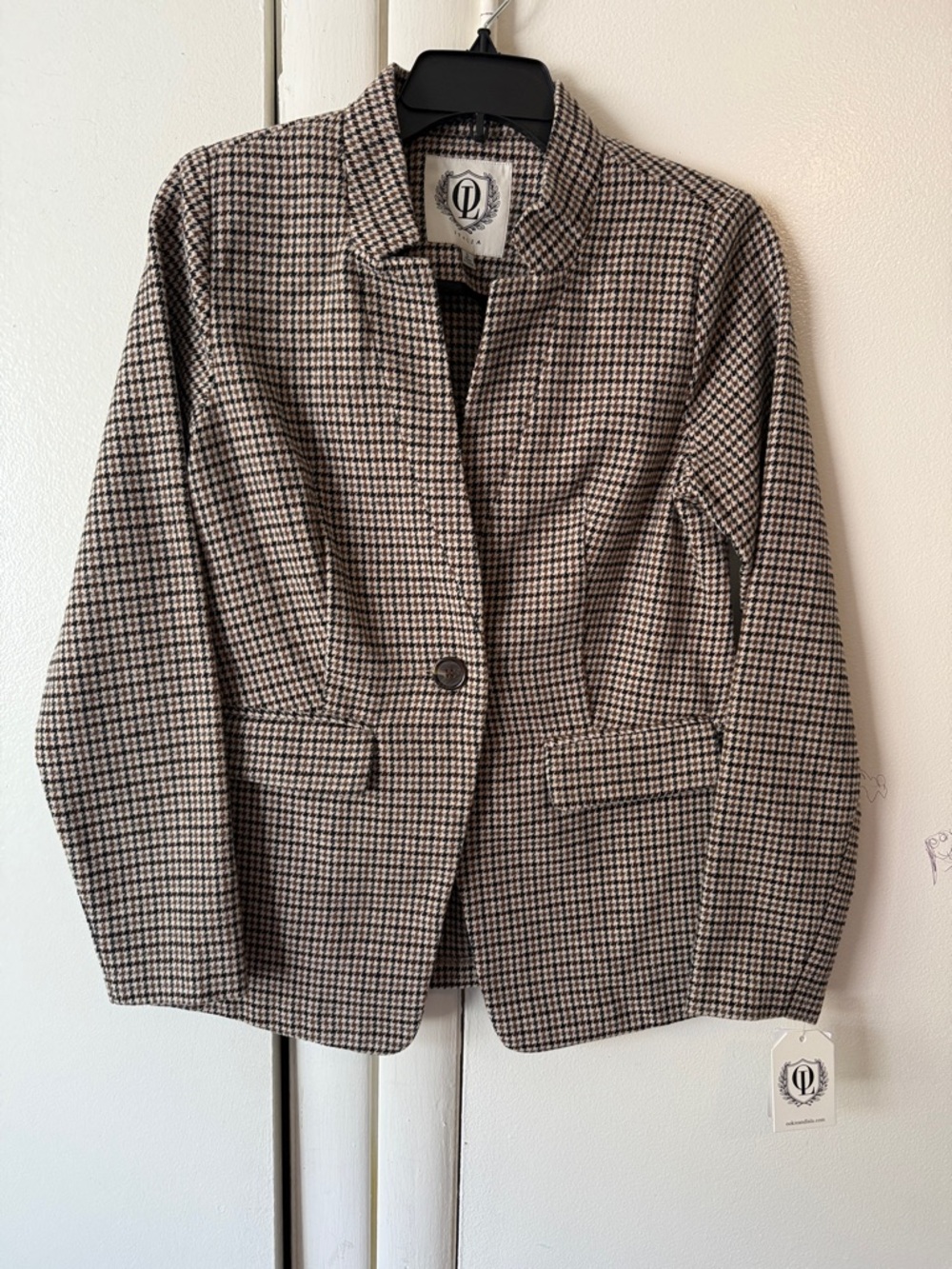 Houndstooth Single-Button Blazer Jacket - NWT